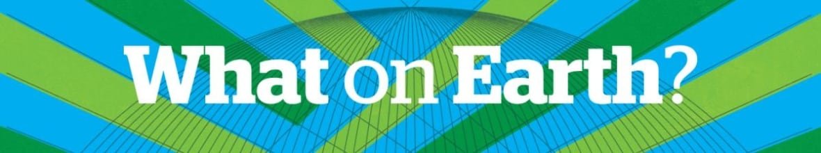 what-on-earth-logo-slimmer The words What On Earth? with blue and green stripes in the background.
