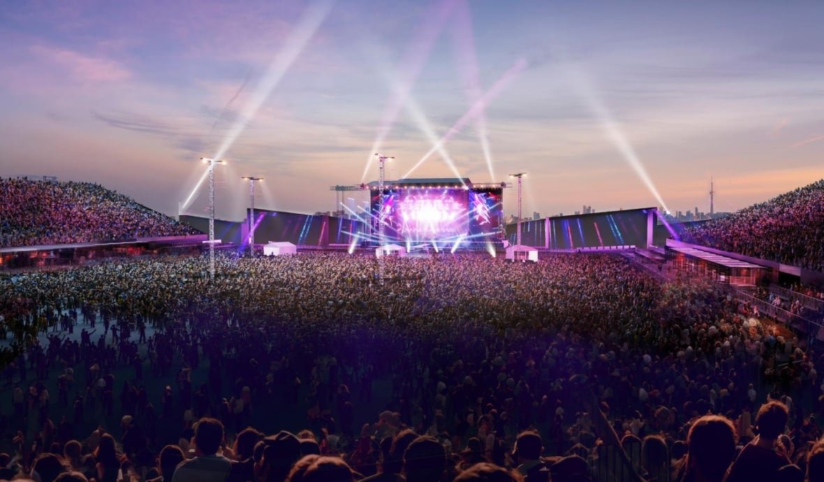 rogers-stadium-downsview-airport-live-nation An artist's rendering of the stage at Rogers Stadium, a temporary concert venue in north Toronto that Live Nation says will be open by summer 2025.