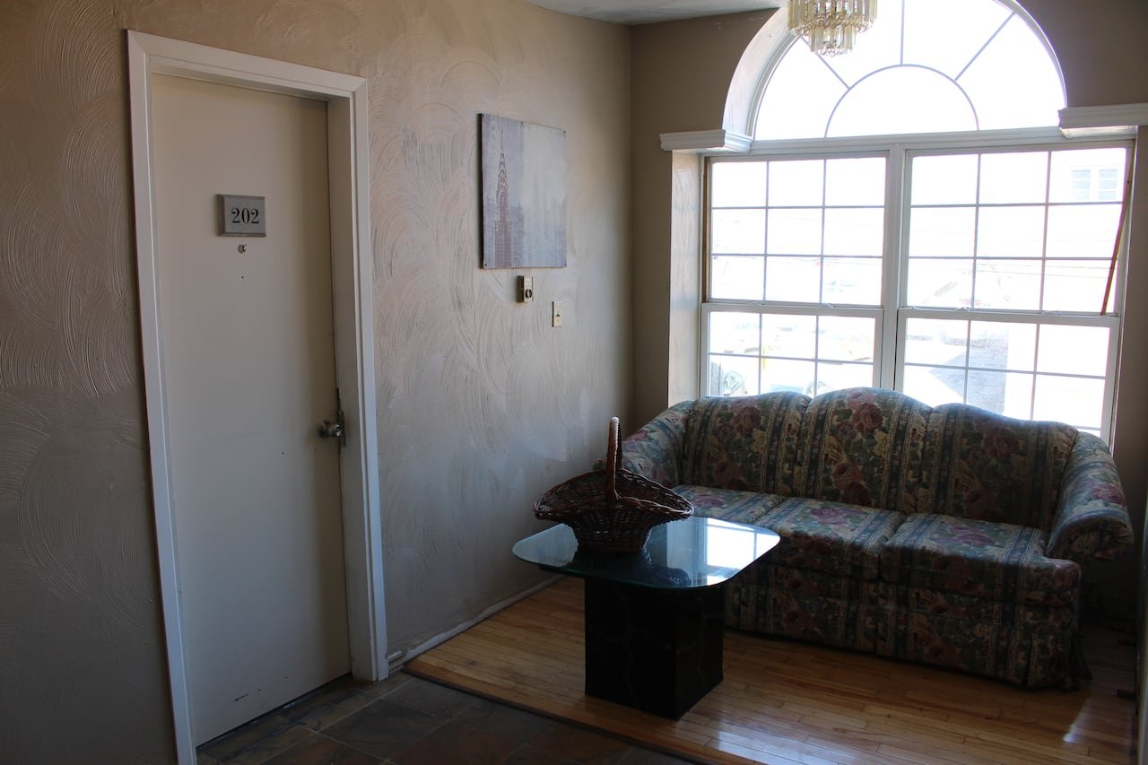 Living area on the second floor of the Sunset Hotel