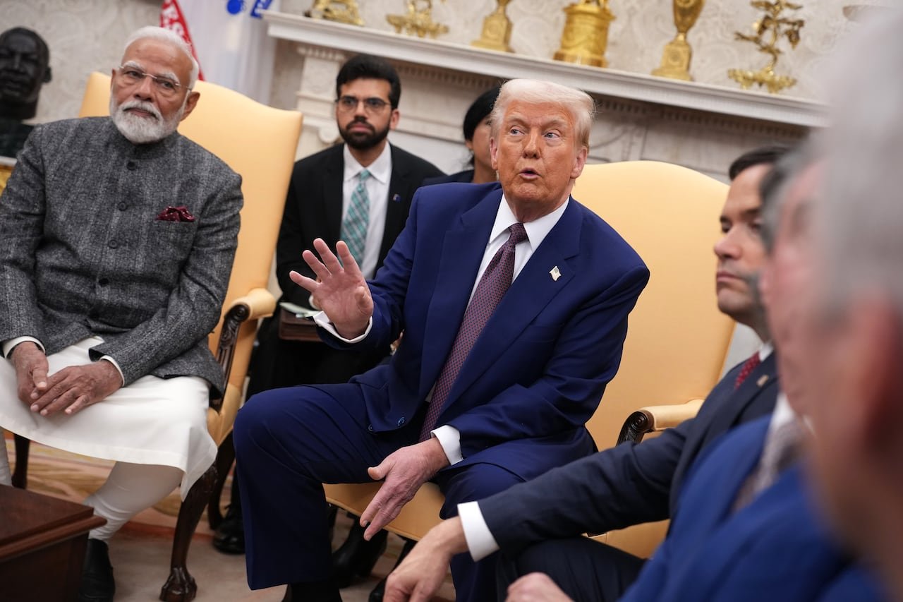 U.S. President Donald Trump meeting with Indian Prime Minister Narendra Modi in the Oval Office in February. Both countries are currently engaged in trade negotiations.
