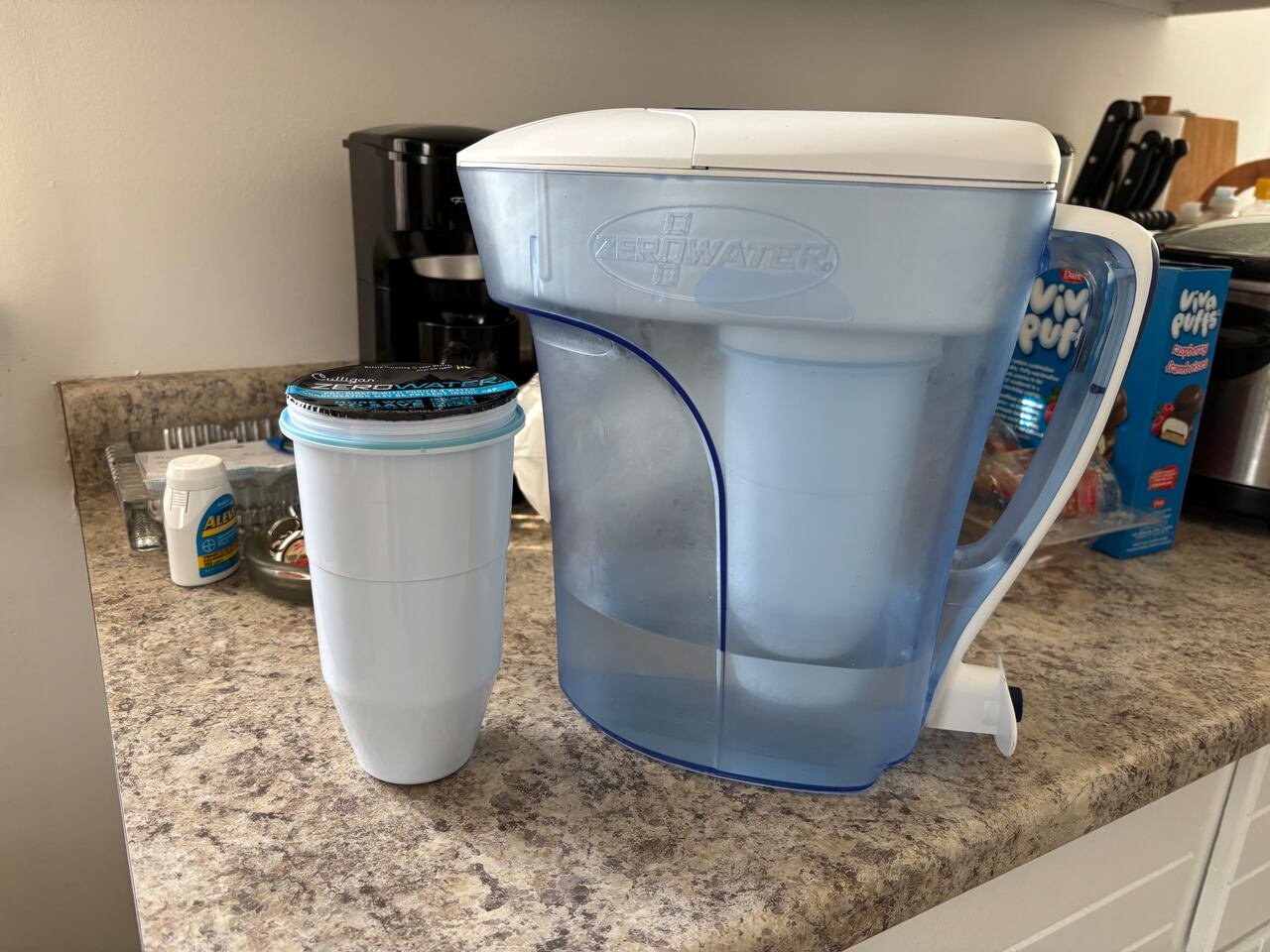 default-424 A water filter sits on a counter.