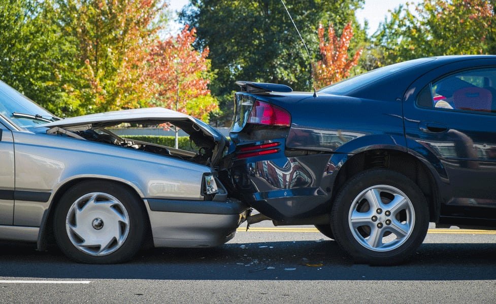 default-55 Minor car accident where one car rear-ends another.