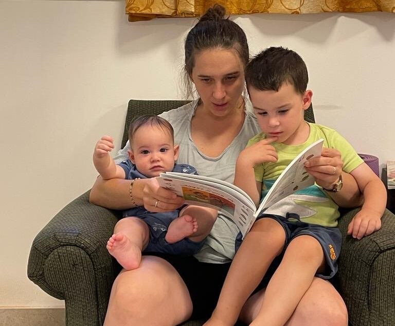 Vital-Kaploun is seen here with her sons Eshel, left, and Negev, right.